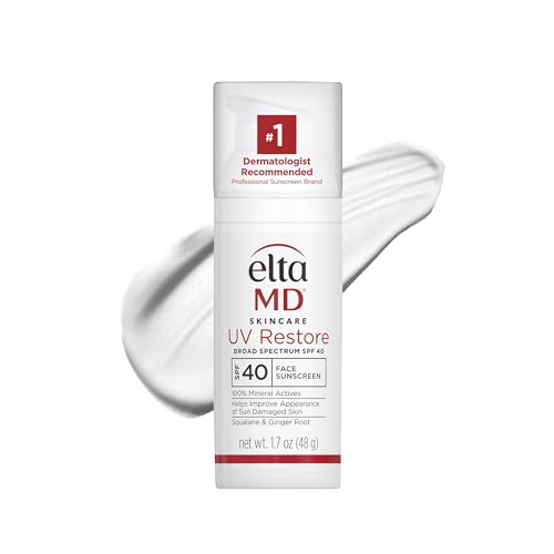 EltaMD UV Restore Face Sunscreen, SPF 40, Mineral Sunscreen for Sun Damaged Skin Repair, Anti-Aging Zinc Oxide Moisturizer Formula for Face, 1.7 oz