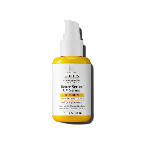 Kiehl's SPF 50+ Sunscreen Serum for Face, Better Screen Facial Sunscreen with Collagen Peptides, No White Cast, For All Skin Types, Shields UVA/UVB, Correcst Signs of Aging - Wrinkles & Smoothness