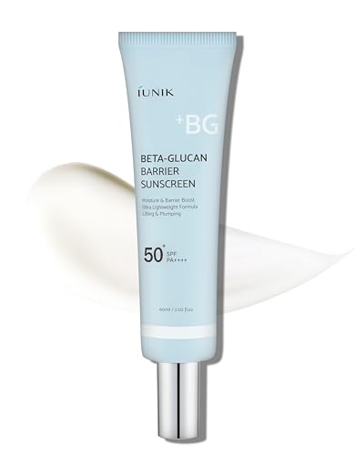 IUNIK Beta-Glucan Water Barrier Moisture Daily Sunscreen Matte & No White Cast SPF 50+ PA++++ Vegan Lifting & Plumping Moisturizing Daily Sun Cream for Dry Oily Sensitive Skin Korean Skincare