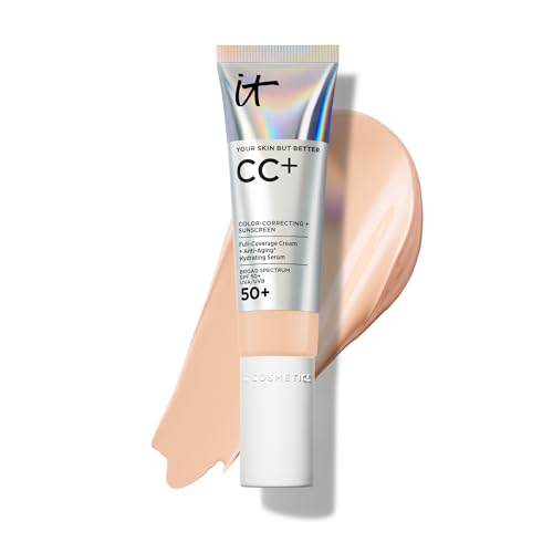 IT Cosmetics CC+ Cream (Light Neutral) - Natural Full Coverage Foundation With SPF 50+, Color Corrector & Anti-Aging Hydrating Serum, Hyaluronic Acid + Peptides, Lightweight - 1.08 fl oz