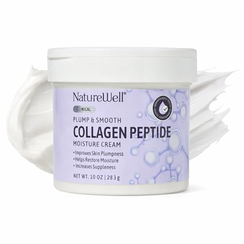 NATURE WELL Collagen Peptide Cream for Face, Body & Hands – Firming Moisturizer for Crepey Skin, Anti-Aging Hydrating Lotion for Dry Skin, Smooths Wrinkles & Boosts Elasticity, Non-Greasy, 10 Oz