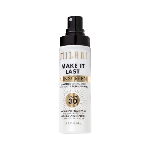 Milani Sunscreen Setting Spray + Primer, Make It Last Sunscreen for Face- SPF 30 UVA & UVB Protection Antioxidant Rich Formula for Broad Spectrum Protection, Prime + Set + Protect, 2.02Fl. Oz