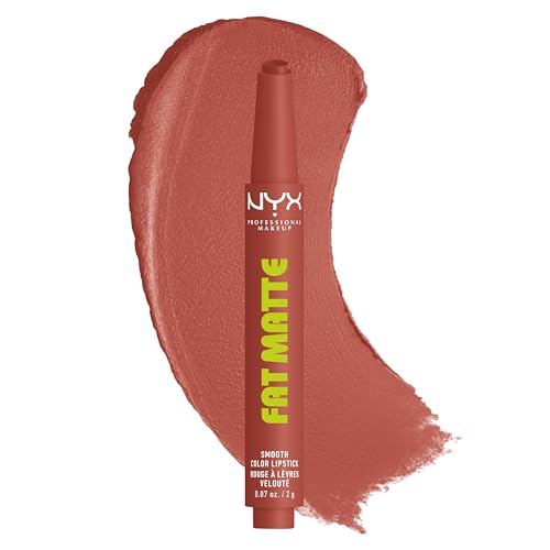 NYX PROFESSIONAL MAKEUP Fat Matte Lipstick, Pigmented, Smoothing, & Non-Drying Lip Crayon, Long Lasting Lip Makeup, Vegan & Cruelty Free - Rose Robe (Rose Nude)