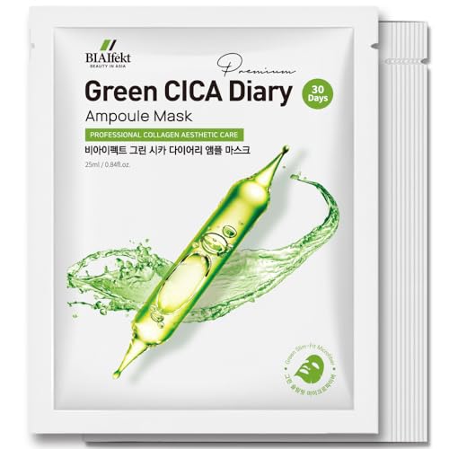 BIAEffect BIAIfekt GREEN CICA Diary Ampoule Maskㅣsheet face mask, KOREAN Skin care, Elastic, Hydrating, Soothing, Nourishing, Glass skins, Cooling, Premium daily, BEYOND HYDROGEL
