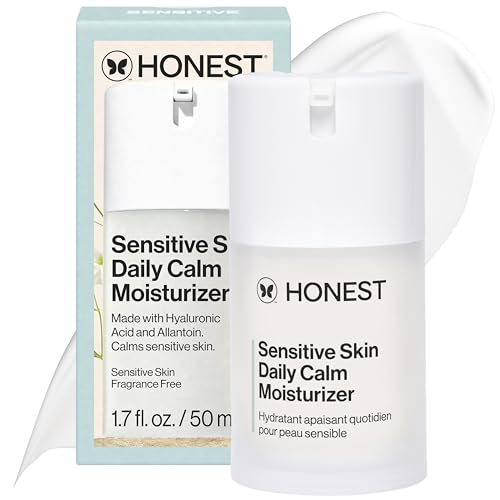 Honest Beauty Sensitive Skin Daily Calm Lightweight Moisturizer | Reduces Redness, Hydrates, + Calms Skin | Hypoallergenic, Fragrance Free, Vegan | 1.7 fl oz