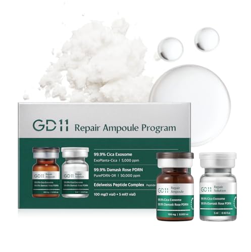 GD11 Repair Ampoule Program, Freeze-Dried Cica Exosome Powder + PDRN-Infused Activator, Fast-Acting Soothing Care for Stressed Skin, Soothing Hydration & Smooth Skin Texture, K-beauty Glass-Skin Glow