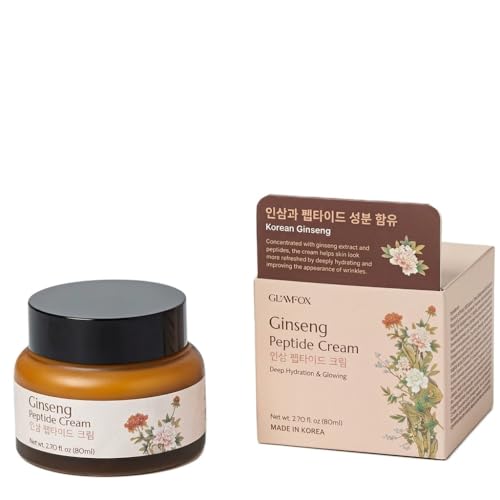 Glamfox Ginseng Peptide Anti-Aging Face Cream, with 86% Ginseng Extract, 9x Peptides, 5x Ceramides, 80ml (2.70 fl. oz)