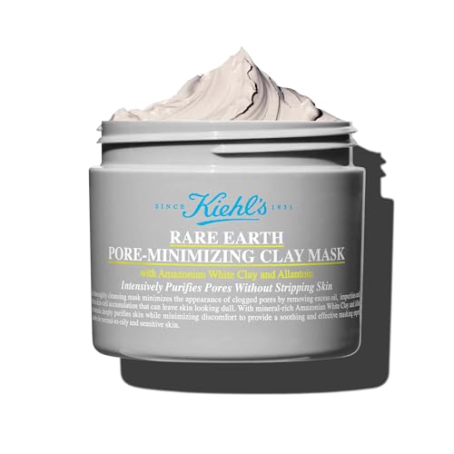 Kiehl's Rare Earth Pore Minimizing Clay Face Mask, Clarifying Facial Mask Reduces Excess Oil, Clogged Pores, Blackheads, and Sebum, With Amazonian White and Bentonite Clay, For All Skin Types