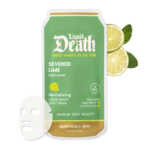 ESW Beauty Liquid Death x Severed Lime Revitalizing Face Mask – Vitamin C, Glutathione & Niacinamide for Smooth, Glowing Skin, Texture & Hydration – Skincare Gifts for Women