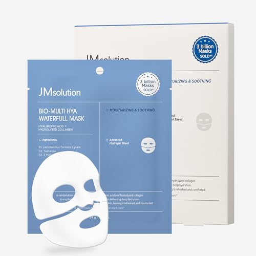 JMsolution Bio Multi Hyaluronic Acid Waterfull Mask (4 Sheets) | Hydrogel Face Mask for Deep Hydration & Plumping Care | Multi-Layer Moisture Korean Skincare | K-Beauty
