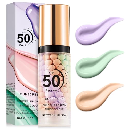 3 in 1 Color Correcting Serum, SPF Primer for Face Before Makeup, Sunscreen One Step Makeup Primer,SPF 50 PA+++ Isolation Cream,Color Correcting Facial Serum Oil Control & Moisturizing (1PCS)