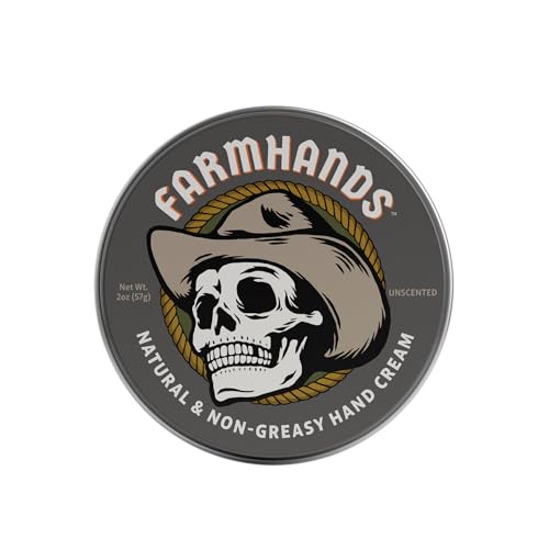 Farmhands Natural & Non-Greasy Hand Cream for Dry, Cracked Hands - No Added Fragrance, Fast-Absorbing with Clean & Organic Ingredients - Repairing Skincare - Aloe - 2oz Tin