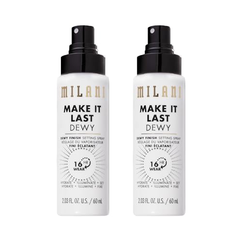 Milani Setting Spray + Primer, Make It Last Dewy - Dewy Finish Moisturizing Formula for Glow on the Go, Setting Spray for Makeup and Face Primer, Prime + Set + Hydrate, 2.03 Fl. Oz - 2 Pack