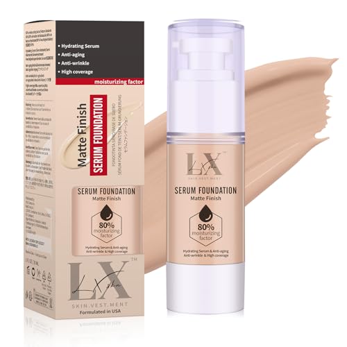 LXSKN Moisturizing Foundation with 1% Hyaluronic acid, Deep Hydration & High Coverage Serum Foundation for A Smooth & Satin Finish #403