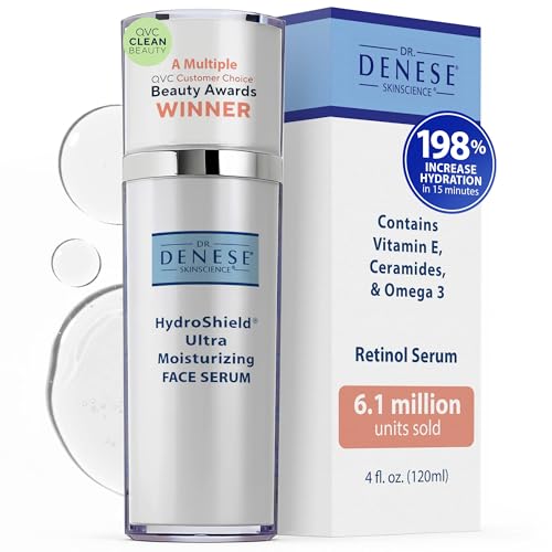 Dr. Denese SkinScience HydroShield Retinol Serum for Face 4 oz – Dermatologist Tested Hydrating Serum, Contains Retinol and Ceramides for Deep Moisture - Cruelty Free