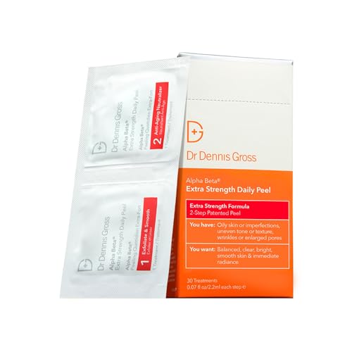 Dr. Dennis Gross Alpha Beta Extra Strength Daily Peel: for Oily Skin, Uneven Tone or Texture, Wrinkles or Enlarged Pores (30 Treatments)