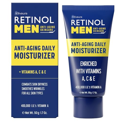 LIVAURA Retinol Men’s Face Moisturizer – Hydrating Face Cream & Faces Lotion for Men, Anti Aging Moisturizers for Dry Skin, Lightweight Facial Moisturizer for Daily Skin Care, Sensitive Skins