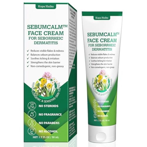 Seborrheic Dermatitis Face Cream: Psoriasis & Fungal-Prone Skin Care, Suitable for the Face, Scalp & Chest, Natural Moisturizer with Ceramides, Shea Butter & 12 Plant-Based Ingredients, Steroid-Free