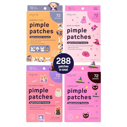 SpaLife Beauty Halloween Pimple Patches for Face | Korean Hydrocolloid Zit Patches for Face | Pimple Stickers Halloween Gifts for Women | Blemish Patch | Cute Acne Patch | 288 Count