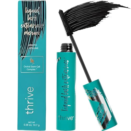 Thrive Mascara Extensions, Tubing Mascara Cosmetics Natural Lengthening Volumizing Eye Makeup, Waterproof & Smudge-Proof, Long-Lasting No Clumping or Flaking (Rich Black)